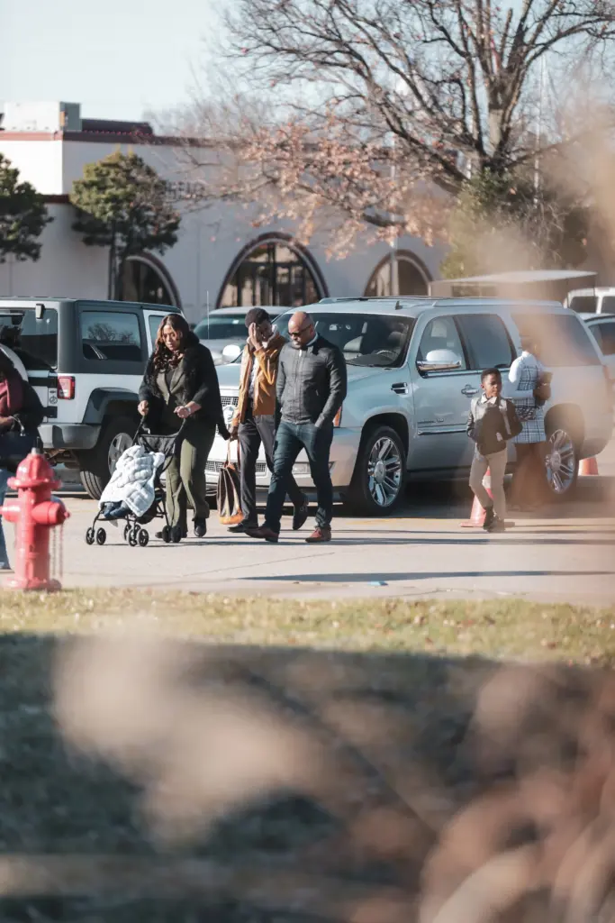 Family walking to Rhema Church